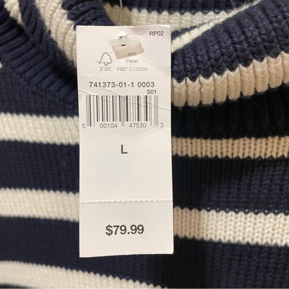 Gap Womens Navy and White Striped Turtleneck Sweater- NWT - Picture 2 of 3
